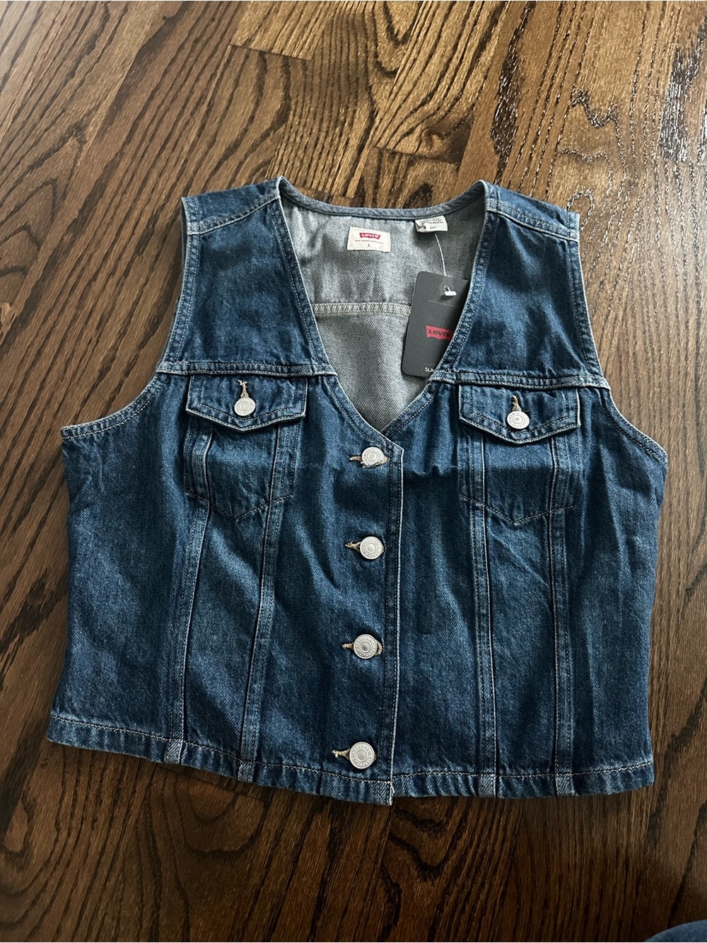 Levi's Women Blue Denim Button-Front Vest